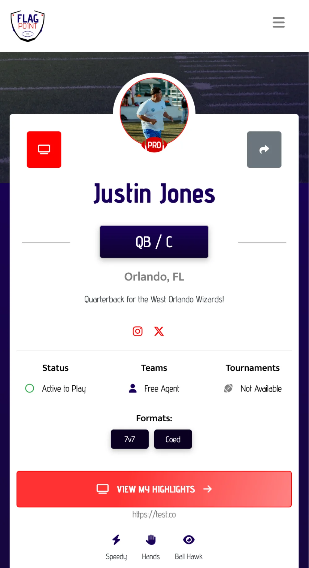 Screenshot of FlagPoint team dashboard