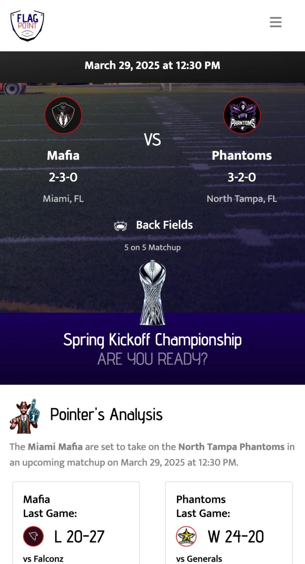 Screenshot of FlagPoint team dashboard
