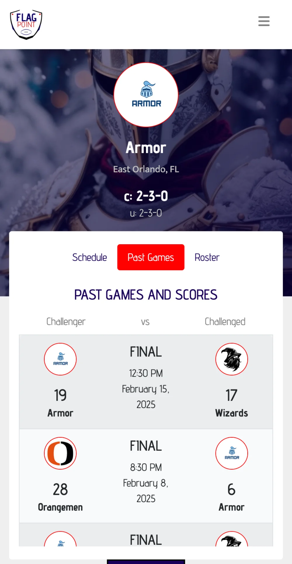 Screenshot of FlagPoint team dashboard